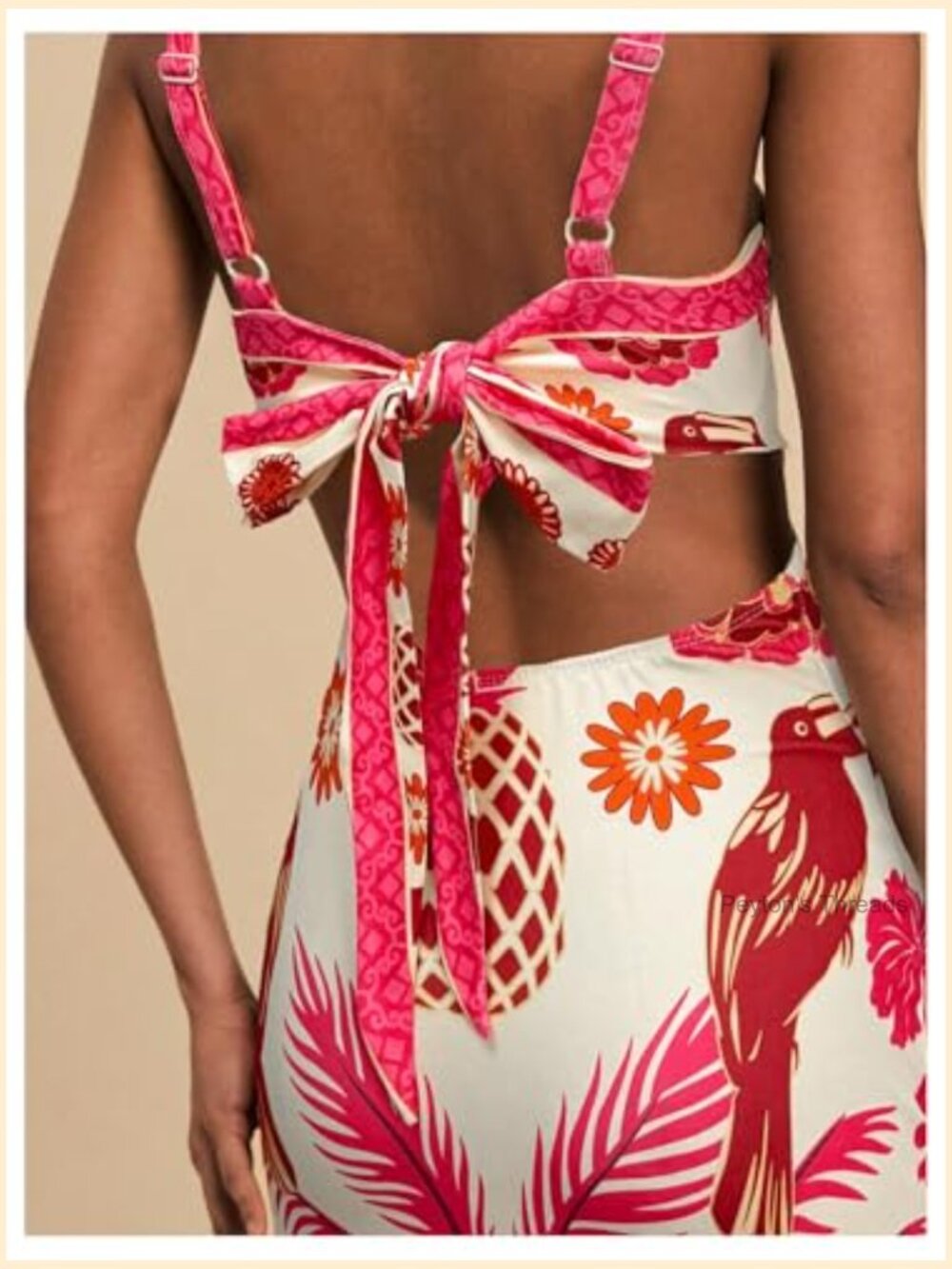 Sleeveless Tropical Bow Tie Back Maxi Dress with Split - Picture 5 of 7